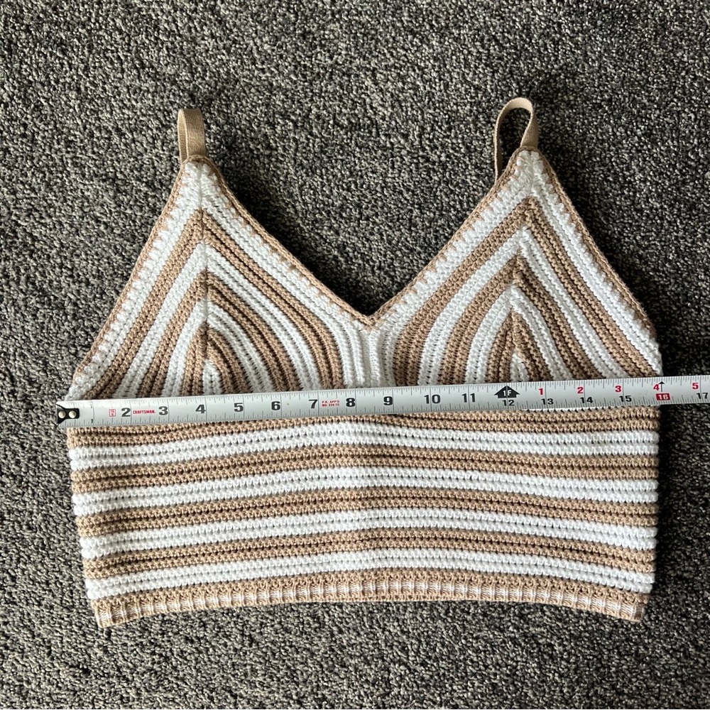 Hollister Crochet Striped Bralette — Cream & Tan - Picture 5 of 6